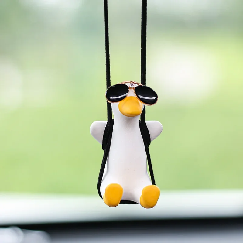 Cute Anime Duck Pendant Auto Rearview Mirror Ornament