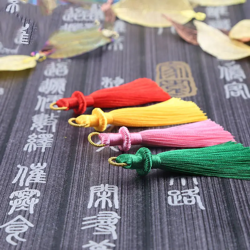 5Pcs Mushroom Ring Tassel Silky Handmade Craft Tassel with Golden