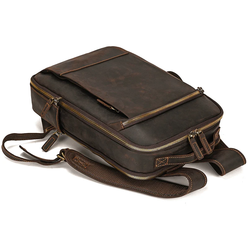 Womens Rustic Brown Leather Backpack Mens Purse