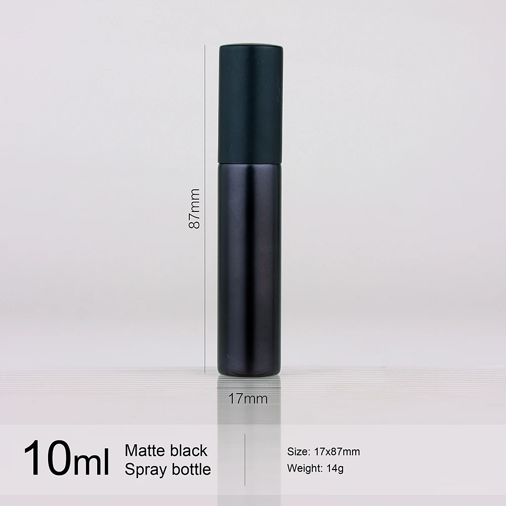 10ml Perfume Bottle Matte Black Spray Bottle Empty Glass Perfume Atomizer 30/50/100Pcs spray bottle