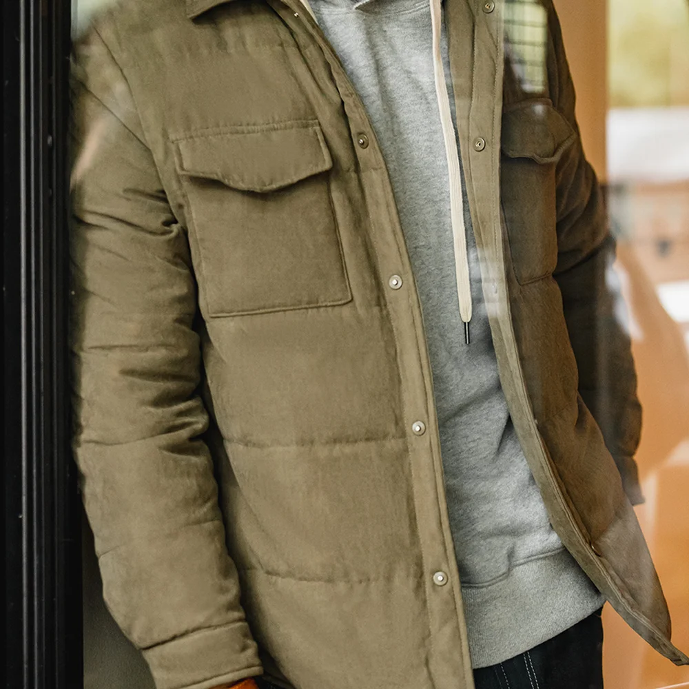Maden Reversible Peach Pile Cotton Jacket for Men Anti-wrinkle and Warm Thickened Coat Fall and Winter Casual Multi-Pocket Parka 3