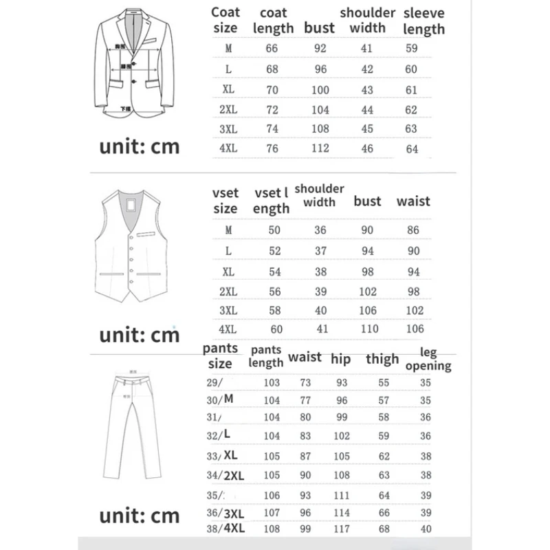 (suit jacket+vest+pants) Korean version of men's suit, striped suit set, business Blazer set, wedding Blazer set