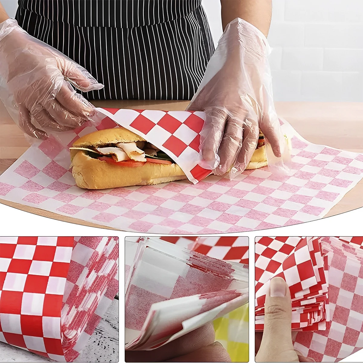 400-Pack Food-Grade Greaseproof Paper Sheets for Sandwiches, Burgers, Fries, & Snac... - SKU GPS01535 - UGI Packaging