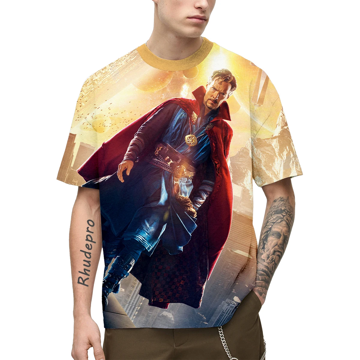 thumbnail image 1 of Miniso Camisetas de verano Doctor Strange Dibujos animados Anime Película Estampado 3D Ropa de calle Hombres Mujeres Moda Camisas de gran tamaño Tops Ropa, 1 of 5