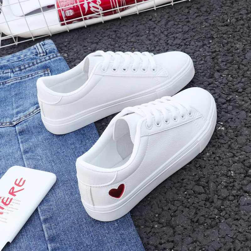 White Sneakers Women trainers Fashion Lace-Up Breathable Tenis Feminino PU Leather Shoes Ladies Sneakers basket femme 2020