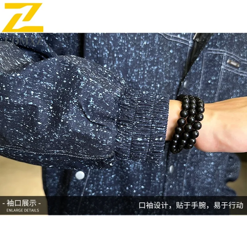 COMXZ Big Size Jacket Autumn Coat Men Fashion Solid Color American style Lapel Loose Fit Casual Outerwear 2025 New Outdoor Wear