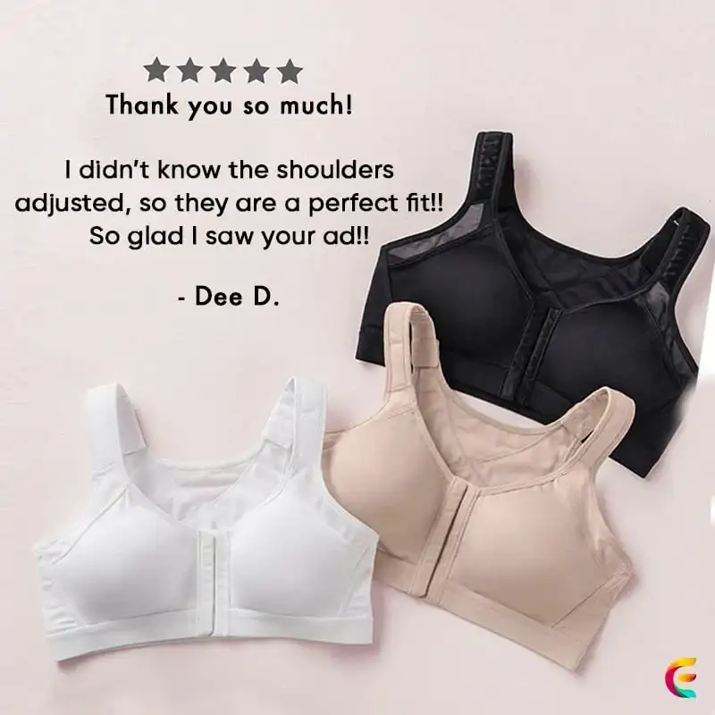 Adjustable Chest Brace Support Multifunctional Bra Women Full Coverage Wire  Free Back Support Posture Front Closure Plus Size