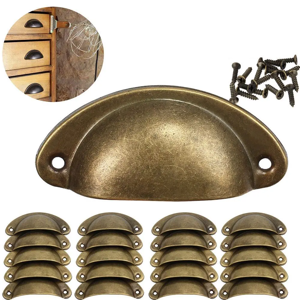 Case Hardware Vintage Furniture Cabinet Drawer Metal 10pcs/lot Shell Antique Knob Pull Handles
