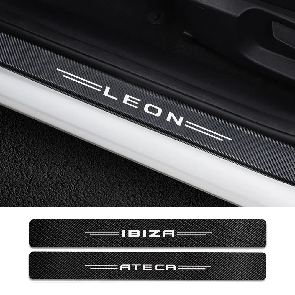 4PCS Carbon Fiber Car Door Sill Guard Stickers - Universal Auto Door Protector Accessories