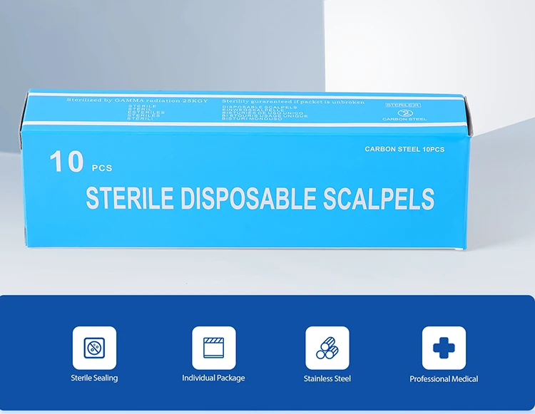 10 Stück/Box AZDENT Dental sterile Kopfhauben mit Carbonklingen und Kunststoffgriff 10 # 11 # 12 # 15 # Laborwerkzeug zum Schnitzen der Zahnheilkunde – Detail 2