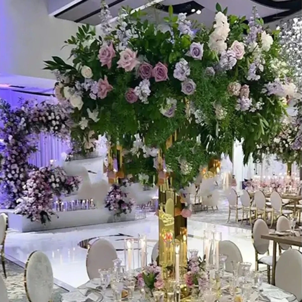 3pcs/10pccs)60-120cm)Not Crystal shinny gold /sliverFlower Stand Wedding Road Lead Not Acrylic Centerpiece For Event Party Decor