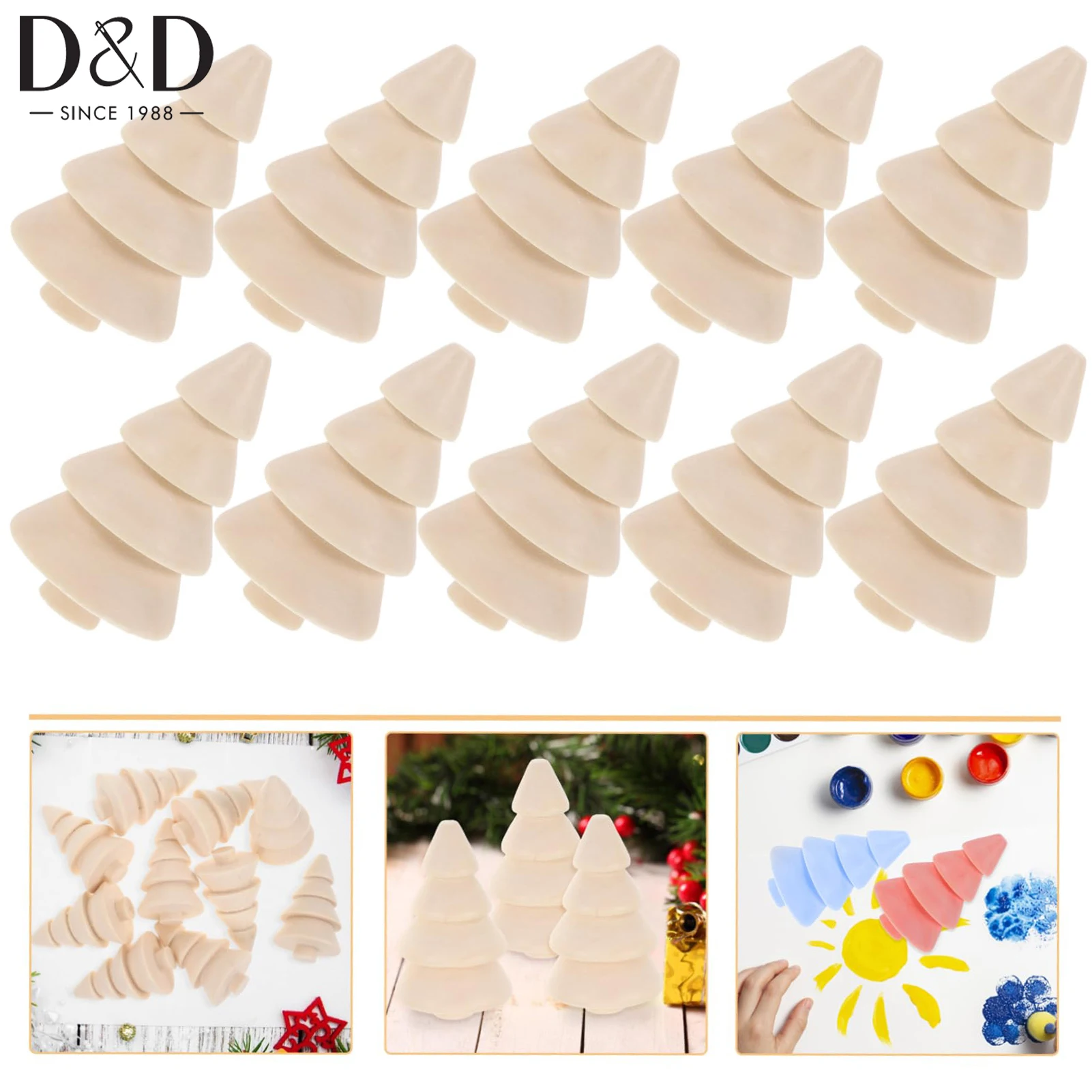 

4Pcs/Set Unfinished Natural Wood Christmas Tree Acorns Model DIY Craft Blank Painting Graffiti Tree Xmas Decoration
