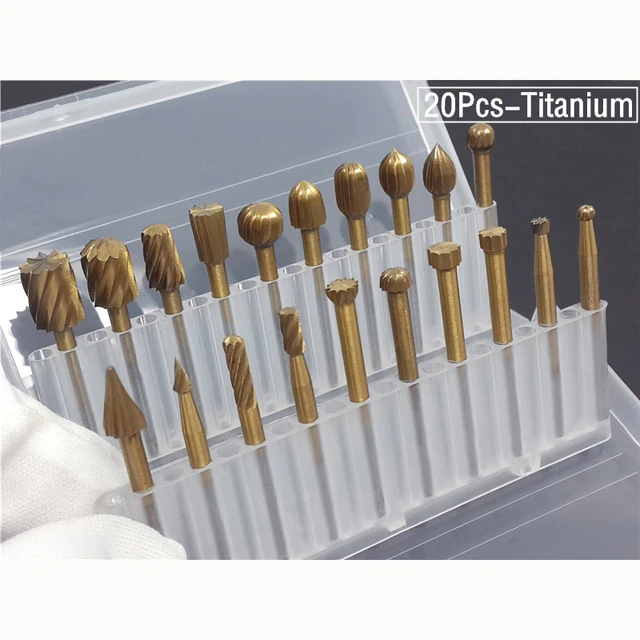 20pcs/Set Wood Drill Bit Nozzles For Dremel Attachments HSS Stainless Steel  Wood Carving Tools Set Woodworking - AliExpress