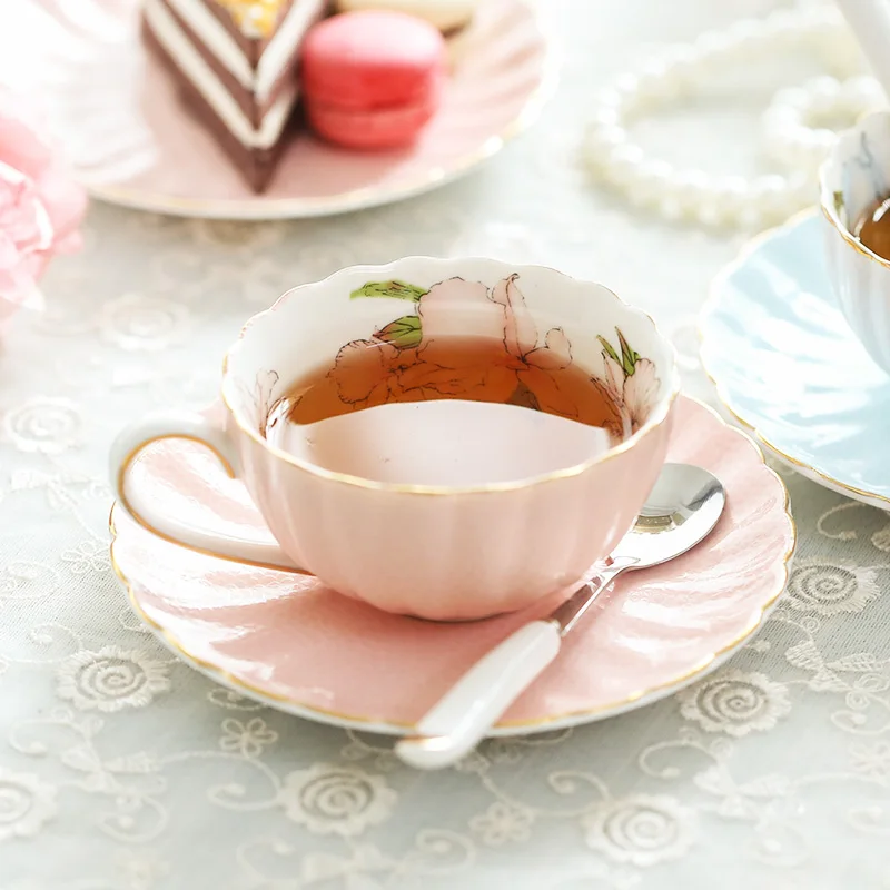 

Porcelain European Pink Tea Cup Flower Wedding Reusable Bubble Turkish Tea Cups Cute Stand Kubki Do Kawy I Herbaty Utensil Cup