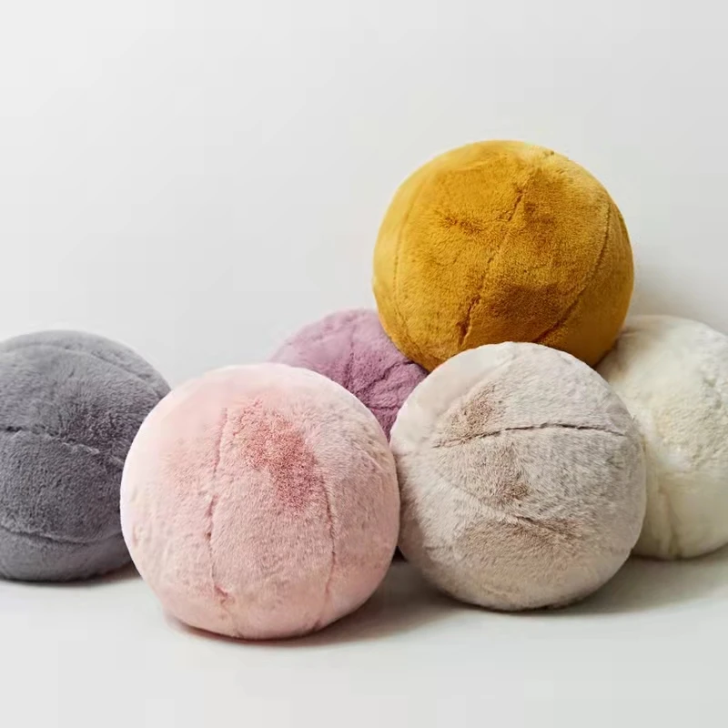 Nordic Ball Shaped Solid Color Stuffed Plush Pillow for Sofa Seat Cushion Soft Room Decoration Baby Kids Friend Birthday Gift