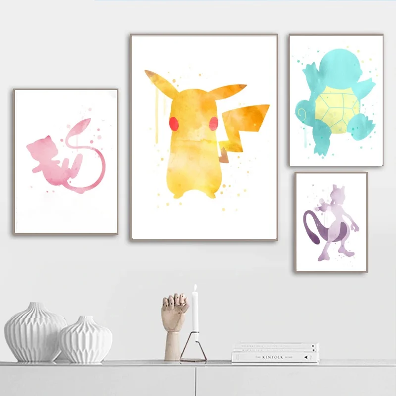 

Canvas Wall Art Pokemon Mew Home Room Painting Children's Bedroom Decor Christmas Gifts Decoration Paintings Poster Toys