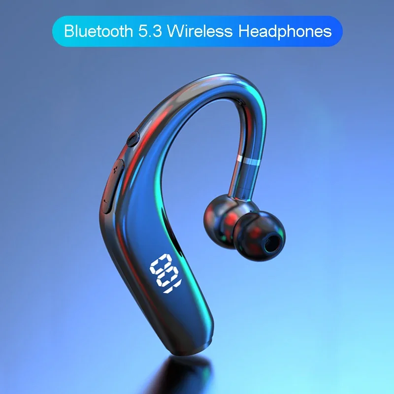 Беспроводные наушники Bluetooth 5,3, наушники с Ушными крючками, гарнитура со светодиодным дисплеем, водонепроницаемые Hi-Fi стереонаушники для iPhone, Xiaomi