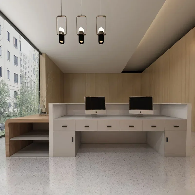 Home Counter Advisory Reception Desk Modern Barbershop Lighting Accessories Simple Cashier Table Gym Theke Rezeption Beauty