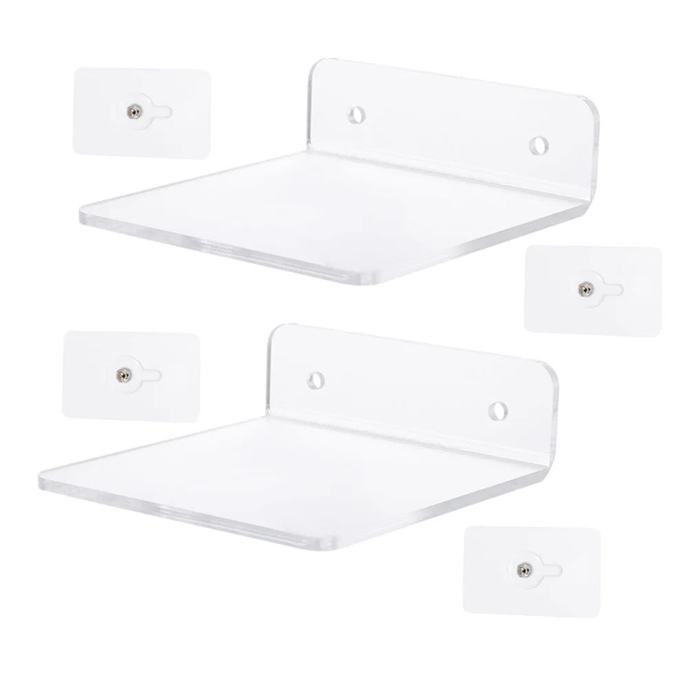 

2 Pcs Acrylic Storage Rack Bedroom Shelf Durable Glass Household Wall-mounted for