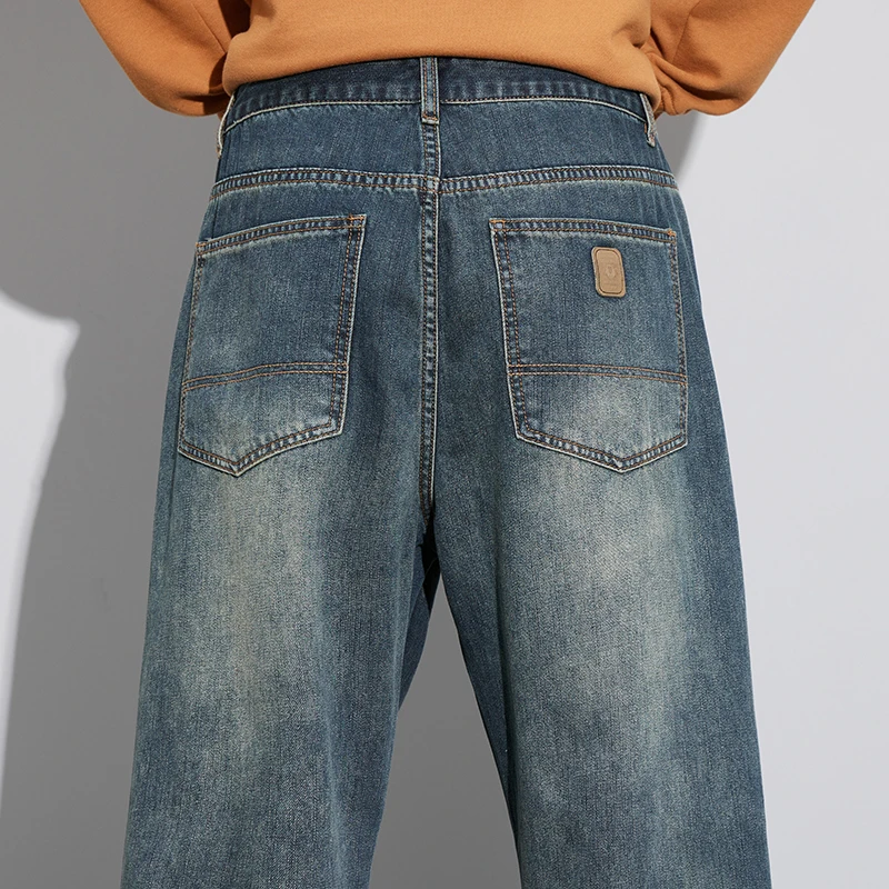 Men Jeans American Nostalgia Trend High Street Baggy Wide-leg Spring Comfortable Skin Breathable
