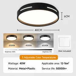 Sleek LED Ceiling Lamp with Remote Control & Adjustable Brightness (3 - color light)