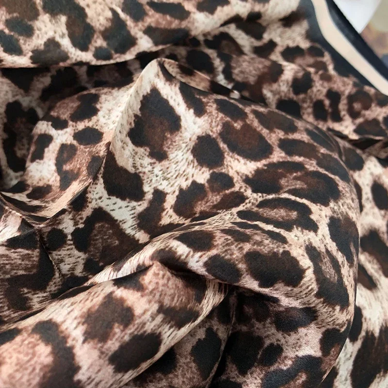 New 100% Real Silk Scarf For Woman Vintage Leopard Head Hair Scarfs Small Square Bandana Femme Office Neckerchief SD0201 2