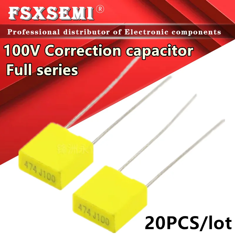 20PCS 100V Polypropylene Safety Plastic Film Correction Capacitor 1NF 2.2NF 4.7NF 10NF 22NF 100NF 330NF 470NF 102 104 154 224 20pcs 100v 100pf 4 7uf cbb polypropylene film capacitor 0 1uf 0 01uf 10nf 100nf 220nf 101j 331j 471j 102j 103j 223j 104j 105j