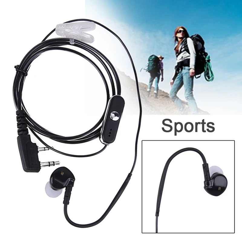 2 Pin In Ear Earphone Earpiece Sports Headset PTT MIC for BAOFENG KENWOOD Retevis HYT Radio L3FE