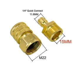 High - Pressure Washer Quick Release Adapter with M22 to 1/4 Connector (M22 15MM Hole)