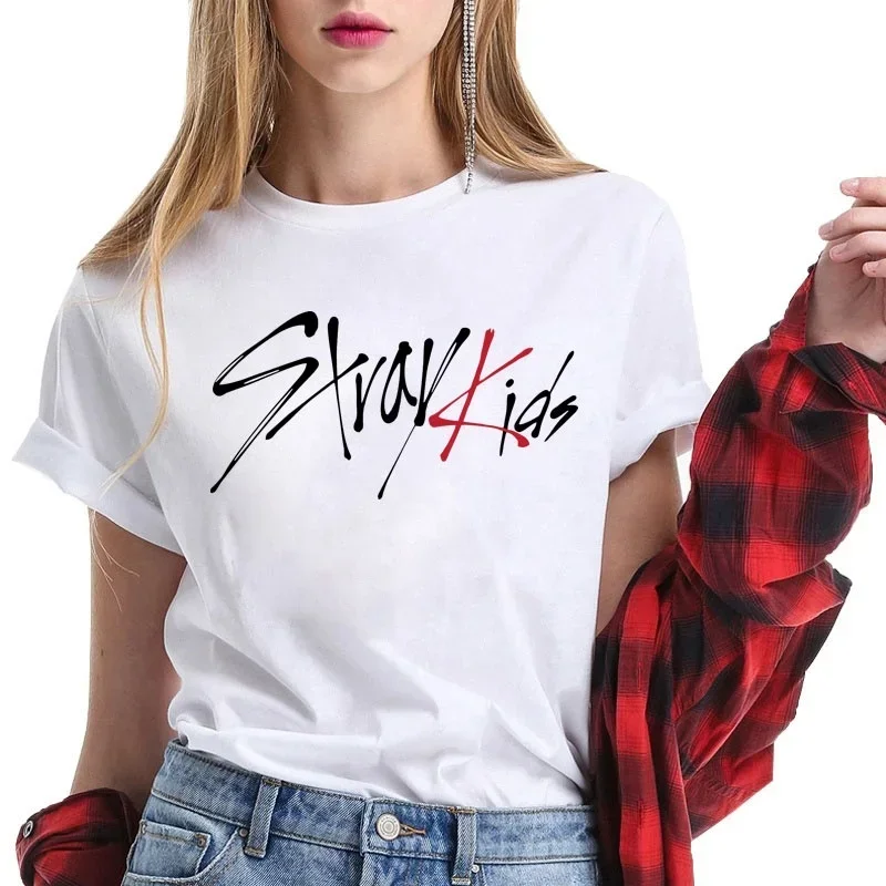 KPOP Kids T-shirt Stray Kids Letter Print Short Sleeve Men Women Fans Fashion Casual Outdoor Shirts Tops 4