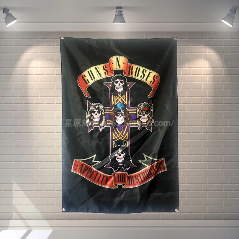 

"GUNS N ROSES" 56X36 inches large banner retro rock band logo poster cloth painting Bar Cafes home decor