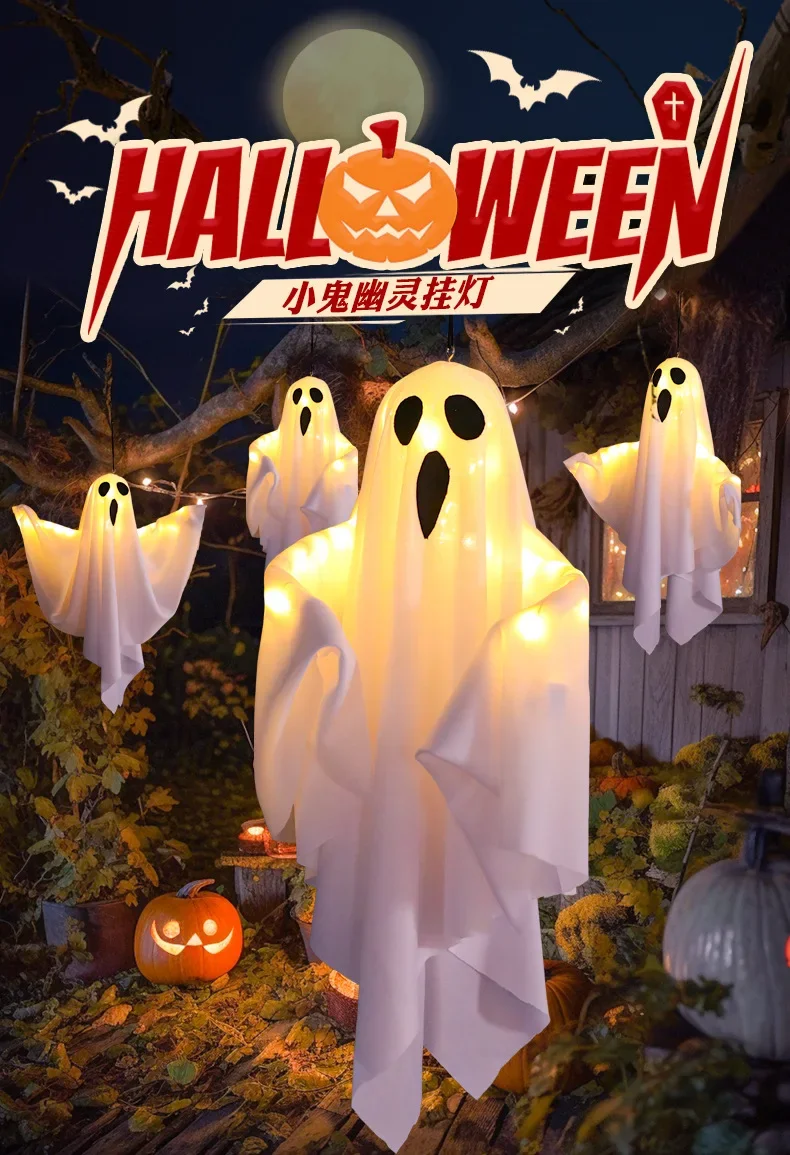 2024 neue LED Glow Ghost Party Halloween Dekoration für Zuhause Indoor Outdoor Spukhaus Bar Hängen Horror Requisiten mit Lichtern – Detail 1