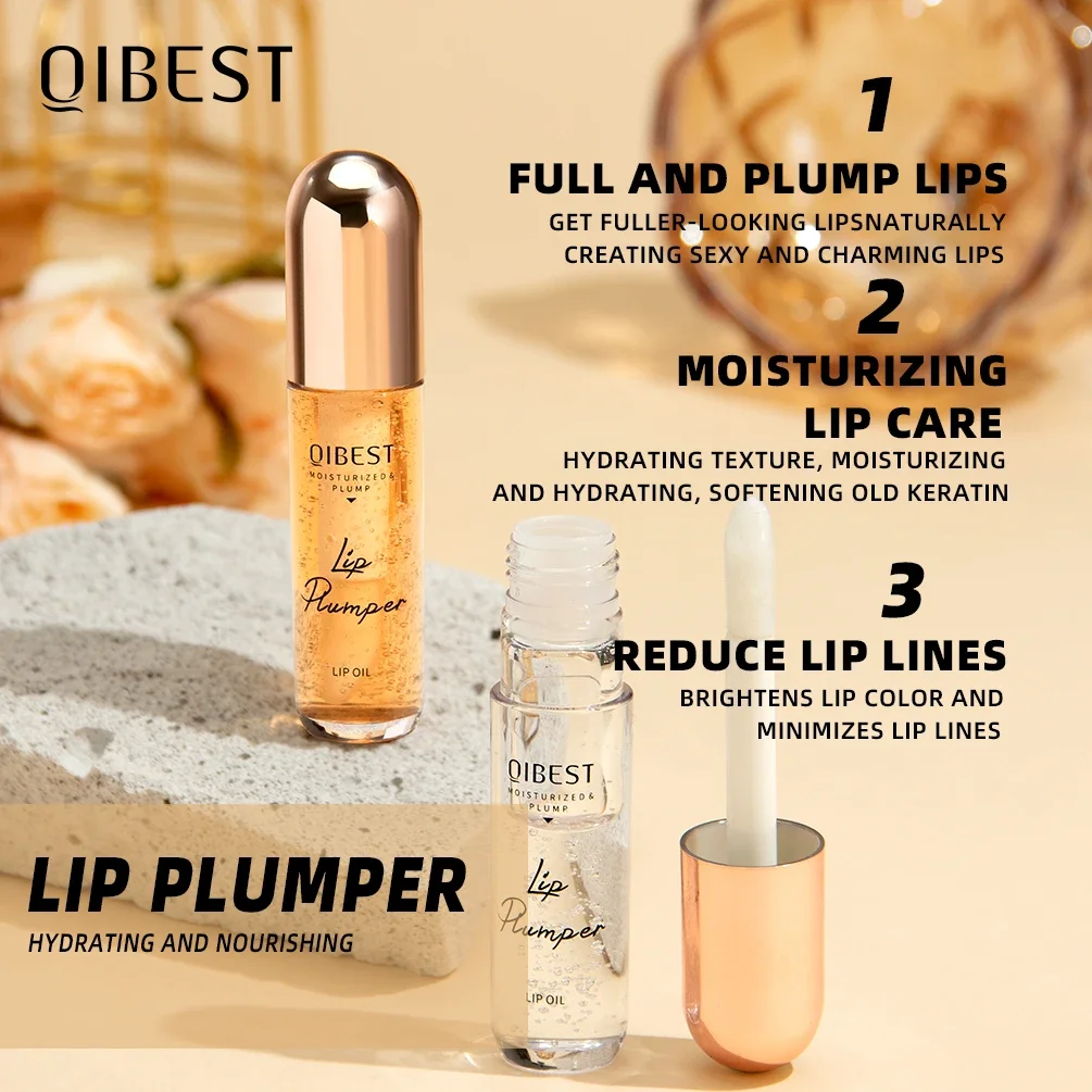 QIBEST Lasting Lip Plumper Oil Instant Volumising Enhancer Lip Serum Collagen Volume Lipgloss Sexy Cosmetic Volume Increases