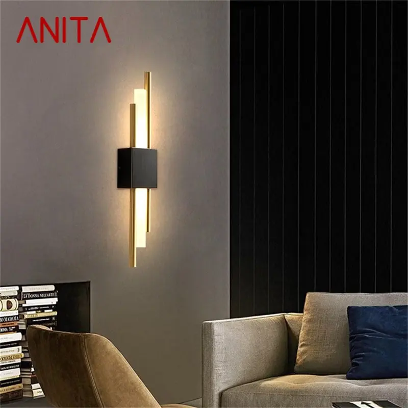 

TEMAR Nordic Brass Wall Lamp Modern Sconces Simple Design LED Light Indoor For Home Decoration