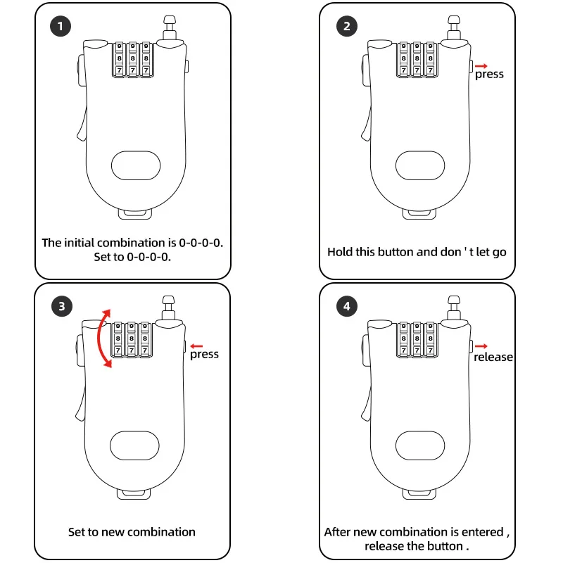 Universal Motorcycle Helmet Password Lock Telescopic Wire Rope Cable Anti-theft Safety Lock Suitcase  Helmet Password Lock