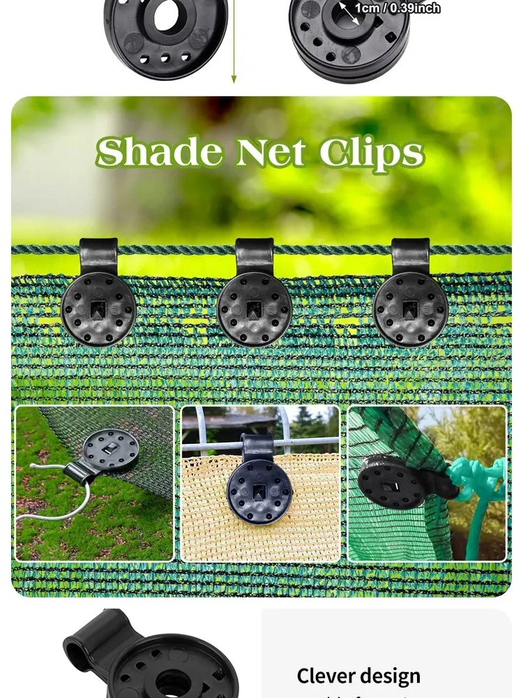 Description Picture 5 of item50Pcs Shade Cloth Clips Shade Fabric Clamps Grommets For Net Mesh Cover Sunblock Fabric In Garden Backyard Greenhouse Fixer