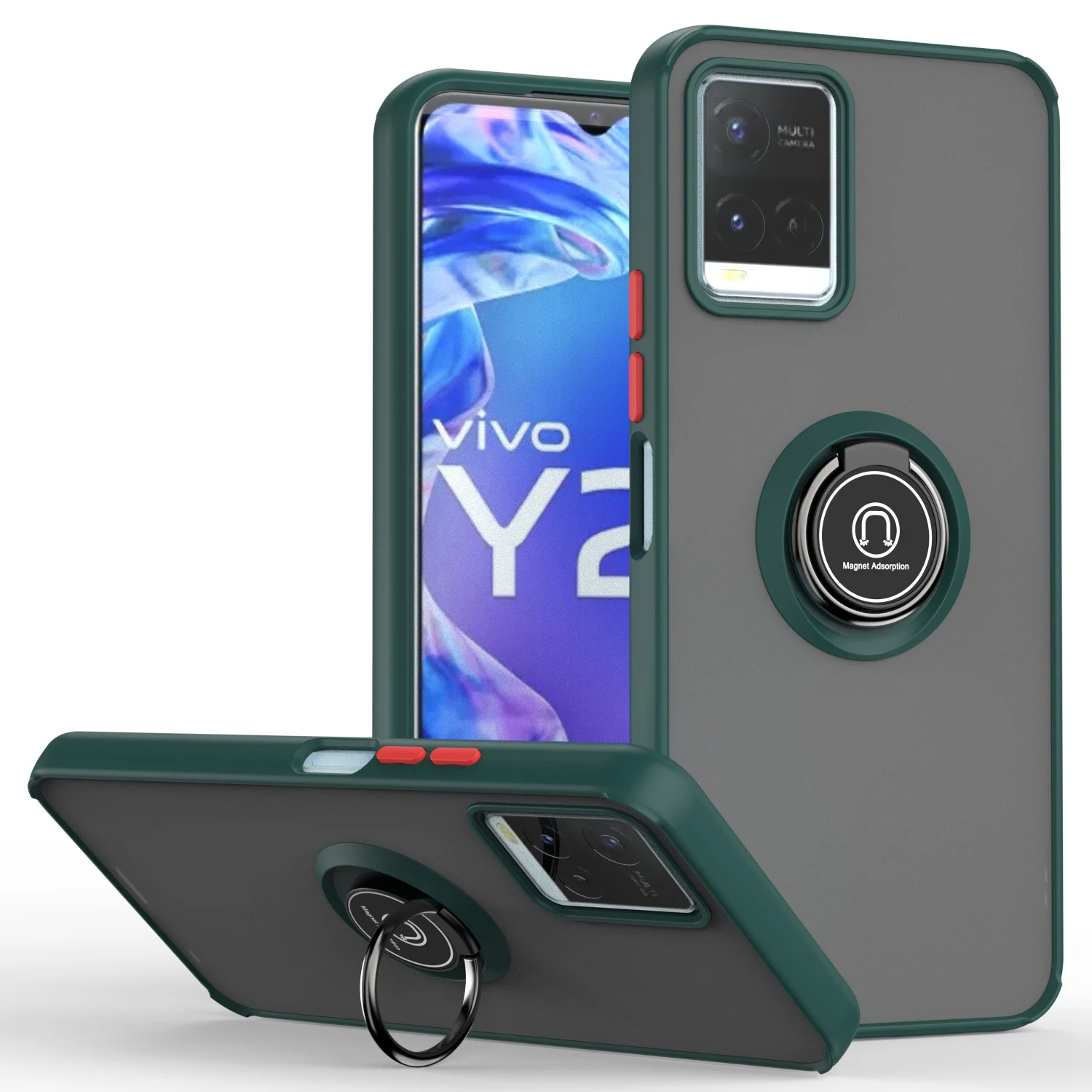 Magnetic Ring Holder Shockproof Matte Case with TPU Bumper