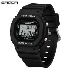 SANDA LED Digital Sports Watch for Kids - Waterproof Casual Outdoor Timepiece Gift (Black White)