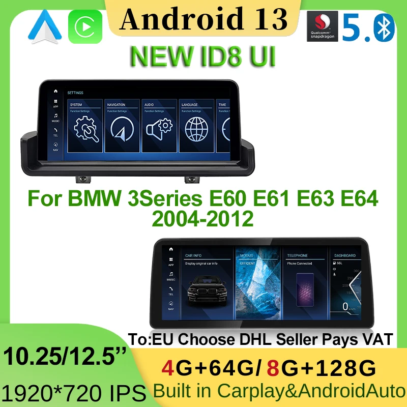 

Multimedia Snapdragon Android 13 For BMW 3Series E90 E91 E92 E93 10.25/12.5 Inch 8+256G ID8 GPS Navigation Screen Apple Carplay