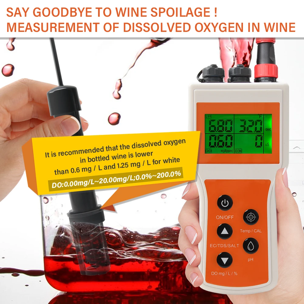 Dissolved Oxygen Meter Kit pH TDS EC Salinity Digital Water Quality Tester for A