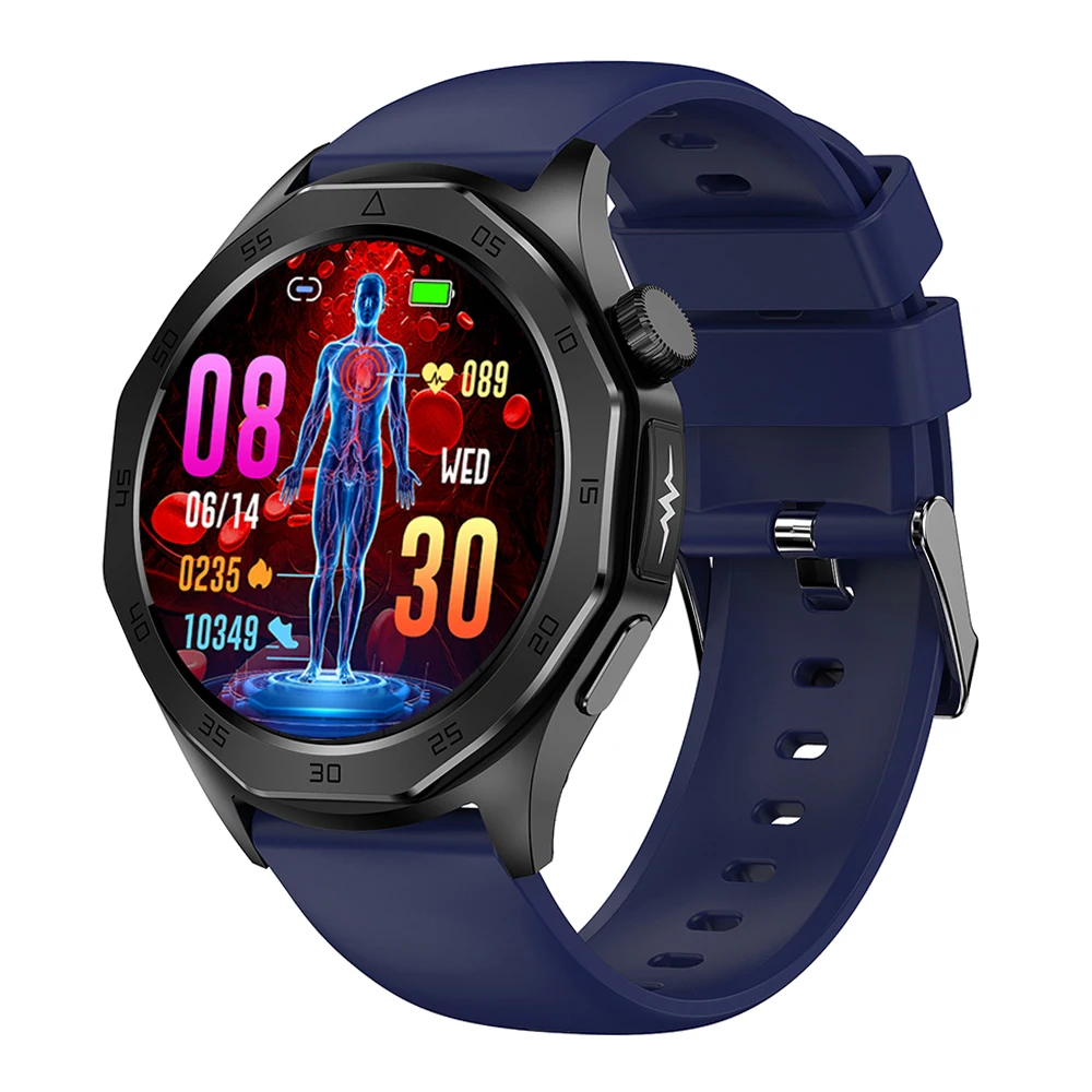 

New Blood Sugar ECG Smart Watch Health Blood Lipid Uric Acid Monitor 1.43" AMOLED Retinal Screen SOS Bluetooth Call Smartwatch