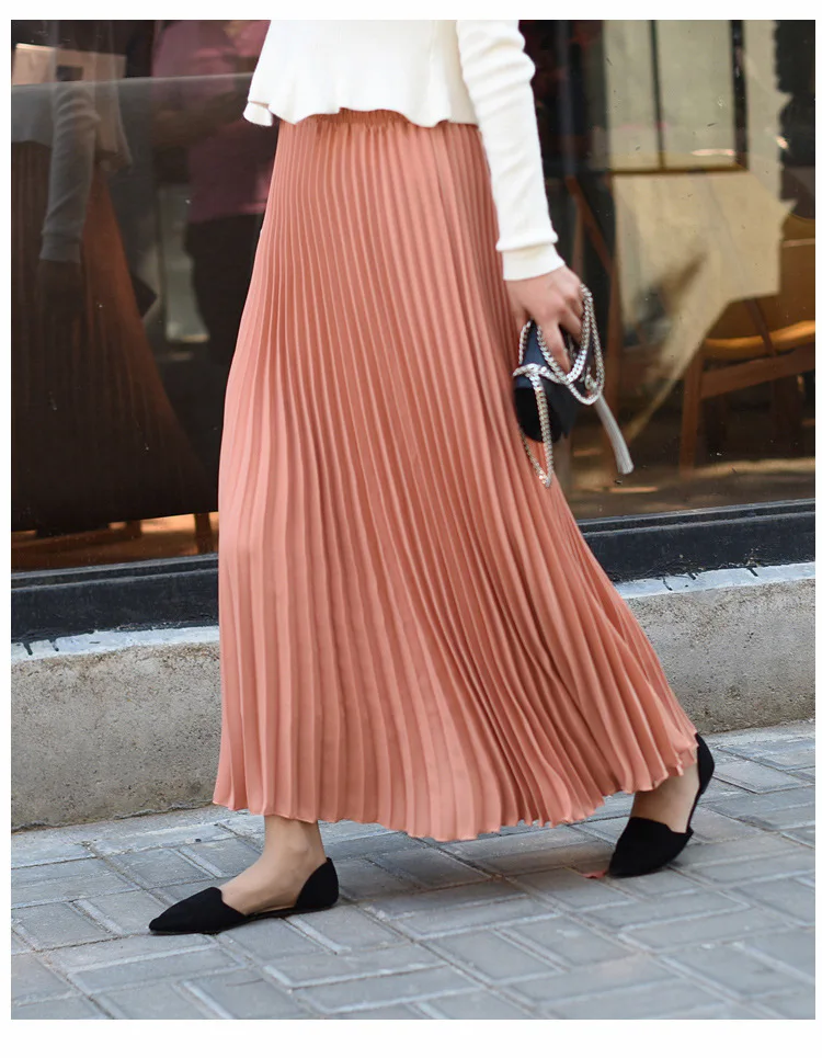 white pleated skirt TINT ERA High Waist Skirt Spring Autumn New Temperament Thin Chiffon Hand-pressed Crepe Pleated Large Swing A-line Skirts Women crop top and skirt