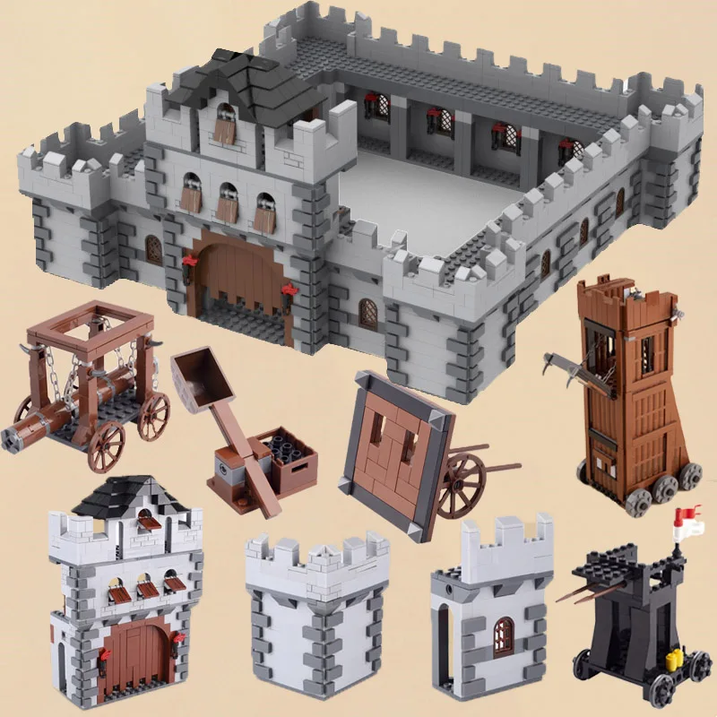 Soldato Medievale Figura Castello Building Block Wall Attack Cone Thrower Fighter Accessori Mattoni Militari Armi Giocattolo Bambini M013