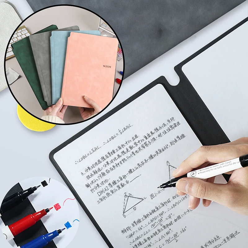 Whiteboard Notebook Set A5 Reusable Whiteboard Notebook Book With Free Whiteboard Pen Erasing Cloth Weekly Planner Portable Notebooks