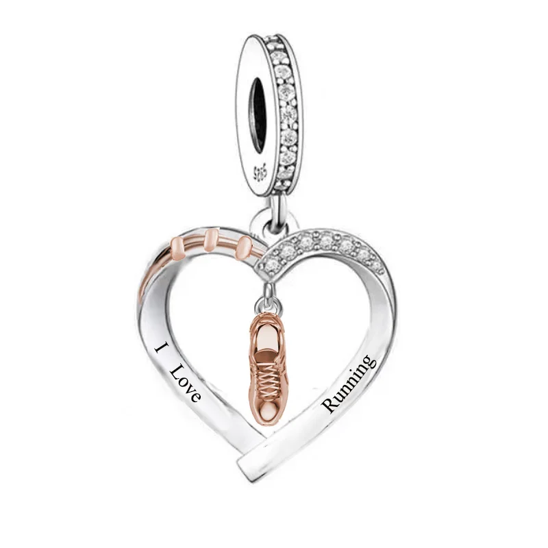 Fit Original Pan Charm Bracelet 925 Silver Love Running Girl Run Running Shoe Sneaker Bead For Making Runner Berloque 3