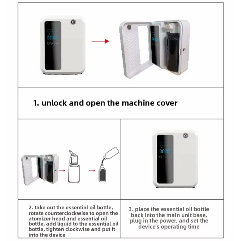 Diffuseur de parfum sans eau 500 ml avec contrôle par application Bluetooth/Wi-Fi pour la maison, le bureau ou l'hôtel (12 V)._voghion.com
