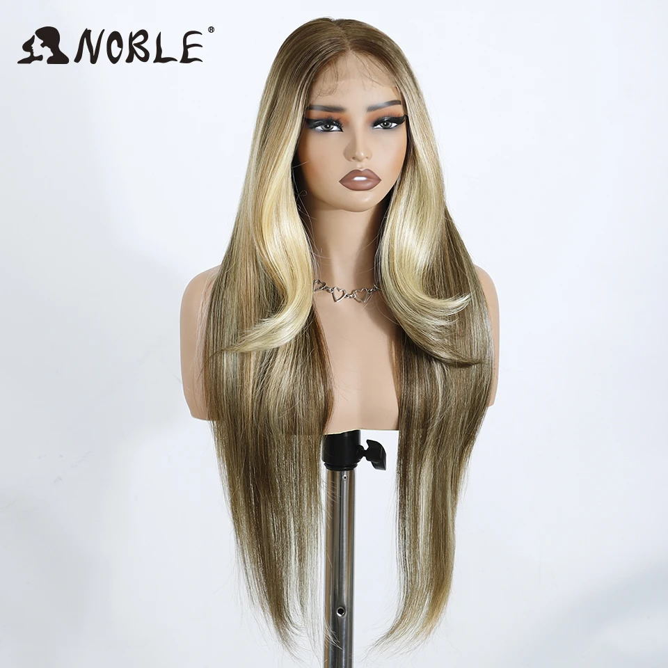 Noble Synthetic Lace Front Wig Straight Baby Hair Wig 13X4 Lace Bob Wig 22 Inch Synthetic Lace Wig blonde Wig For Women Lace Wig