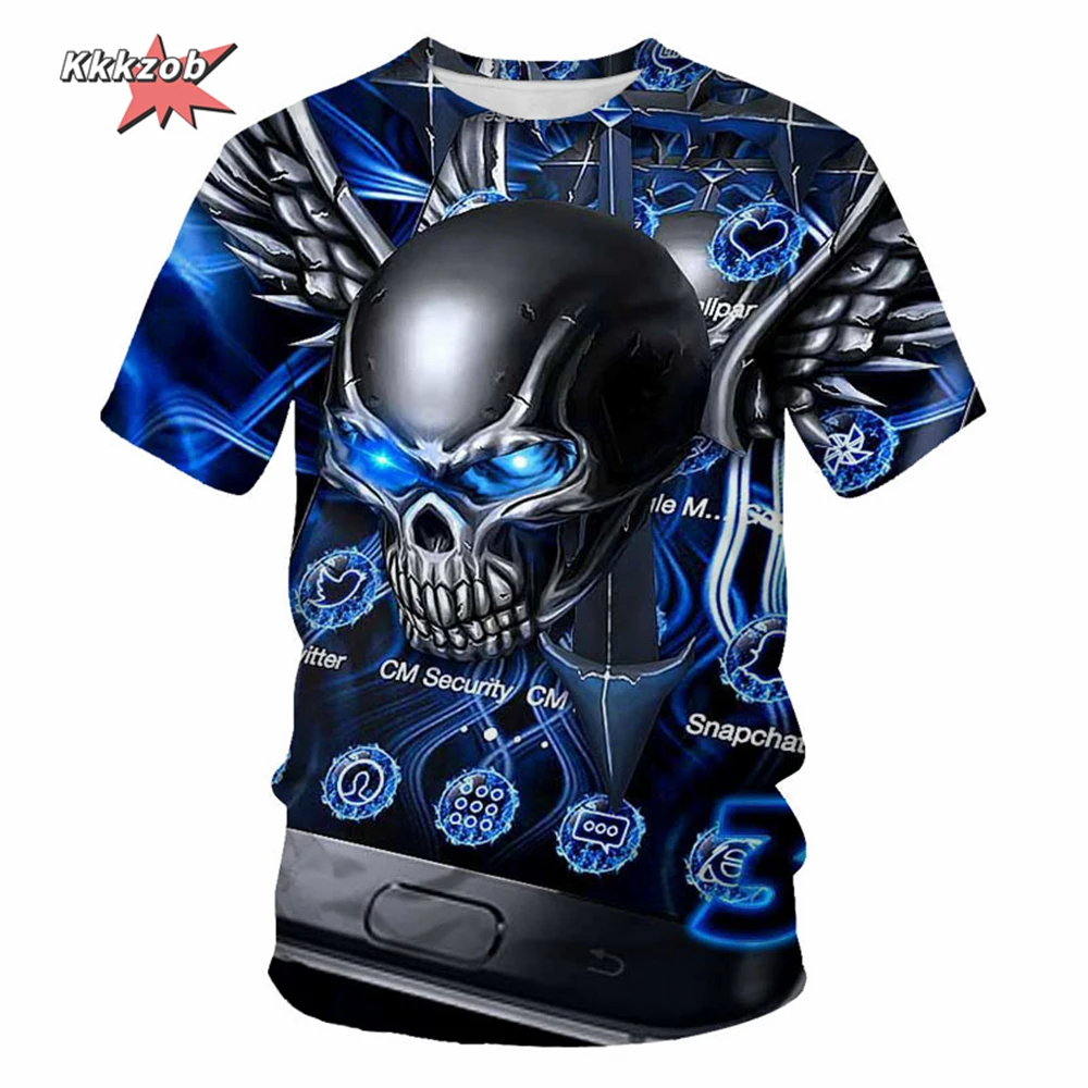 Gothic Skull T-Shirt - 3D Printed Casual Short Sleeve Top