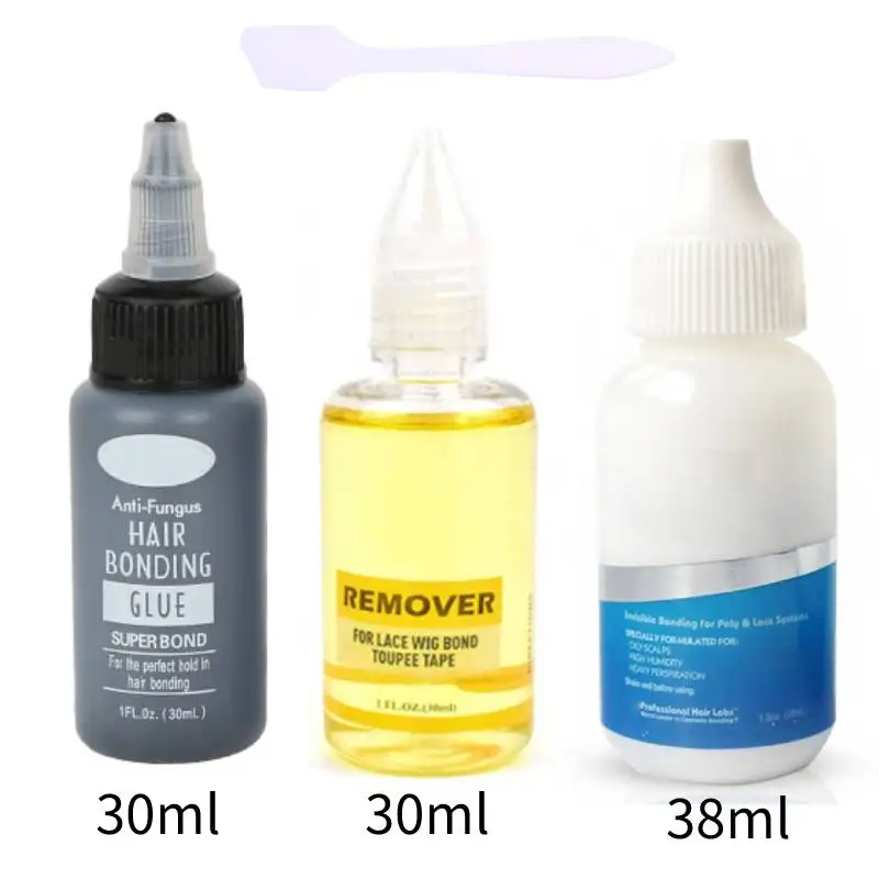 Adhensive Wig Glue Waterproof Extra Hold Invisible Hair Bonding Glue Clear Lace Glue Hair Glue Remover Wig Install Kit 38ml waterproof lace wig bonding clear transparent glue invisible adhesive glue toupee lace frontal 30ml lace wig glue remover