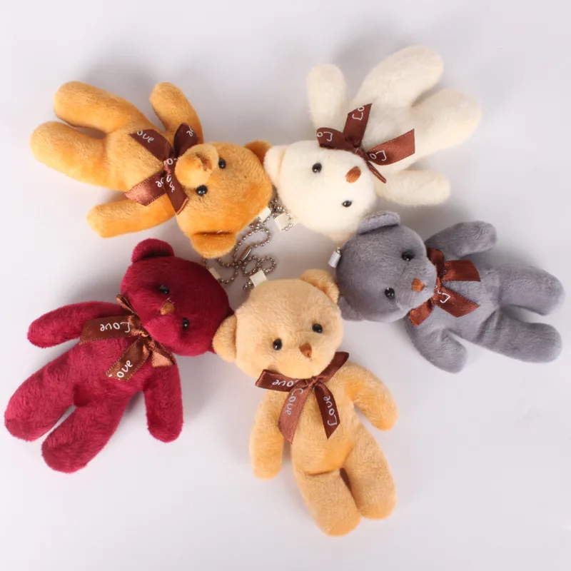 12CM Teddy Bear Kawaii Mini Stuffed Doll Cute Animal Bear Plush Toy For Girl Keychain Bag Pendent Children Party Small Gift